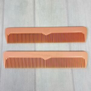 Stanley Vintage Nylon Comb Set of Two Peach Pink Made in USA Barber Hair Stylist